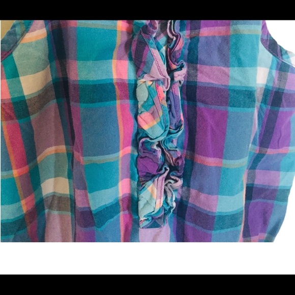 TOMMY HILFIGER Spaghetti Strap Plaid Short Romper With Pockets Purple Girl 6Y - Picture 7 of 10